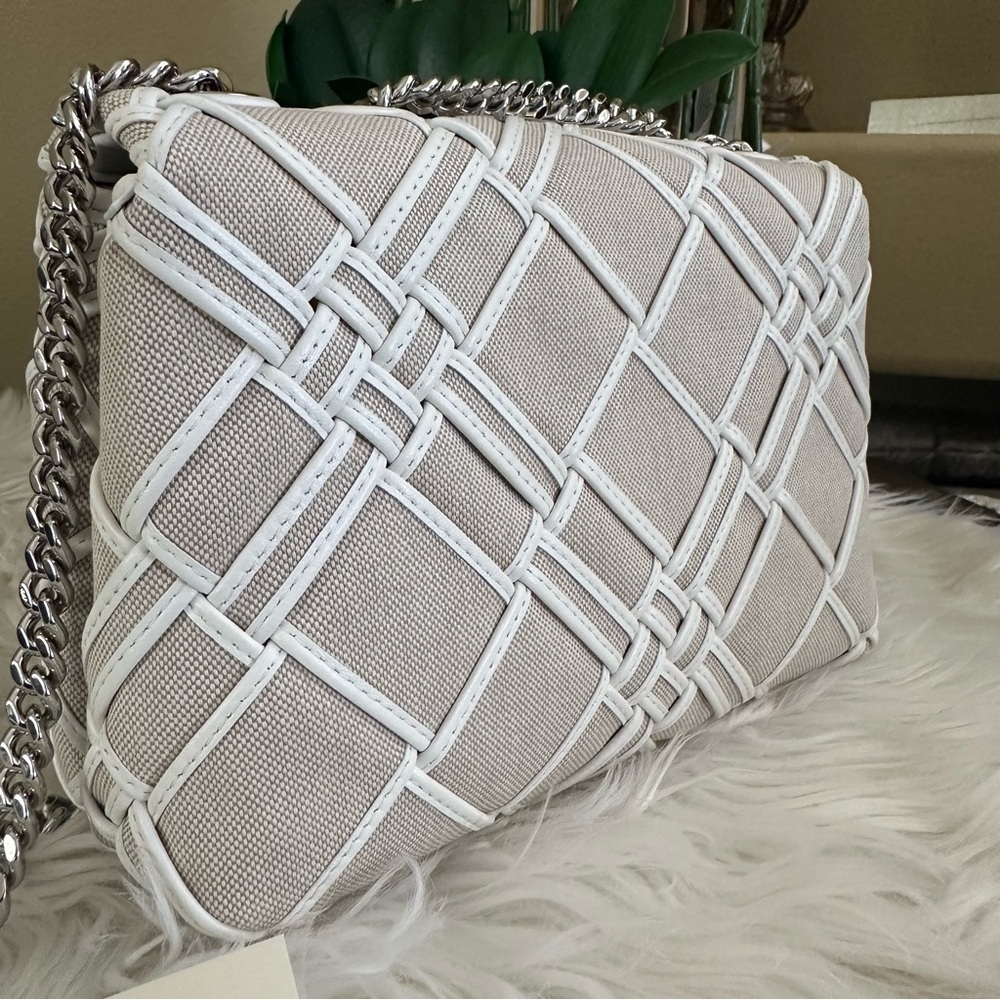 Tory Burch Kira Small Woven Canvas Convertible Shoulder Bag - Picture 16 of 17